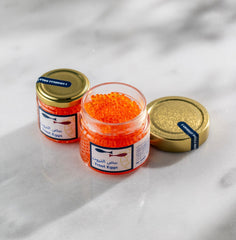 Trout Roe crunchy bright orange pearls, delicately salted