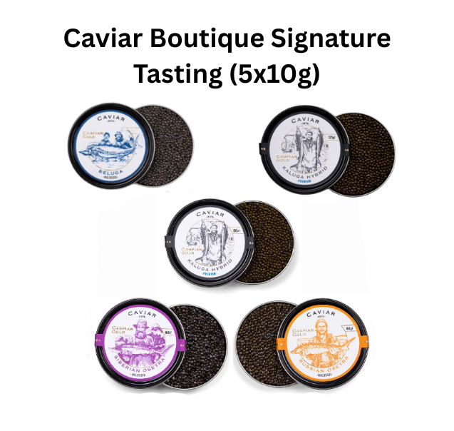 Caviar Boutique Signature Tasting with Fresh Blinis (5×10g)