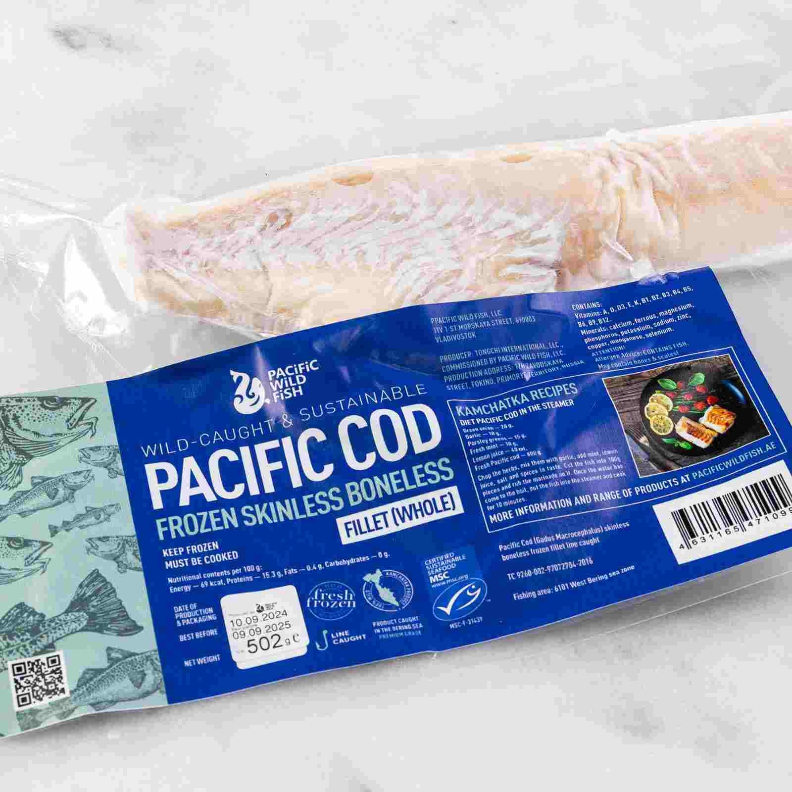 PACIFIC COD FRESH-FROZEN FILLET SKINLESS & BONELESS (WHOLE)