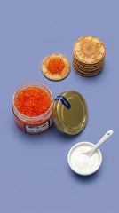 Trout Roe crunchy bright orange pearls, delicately salted