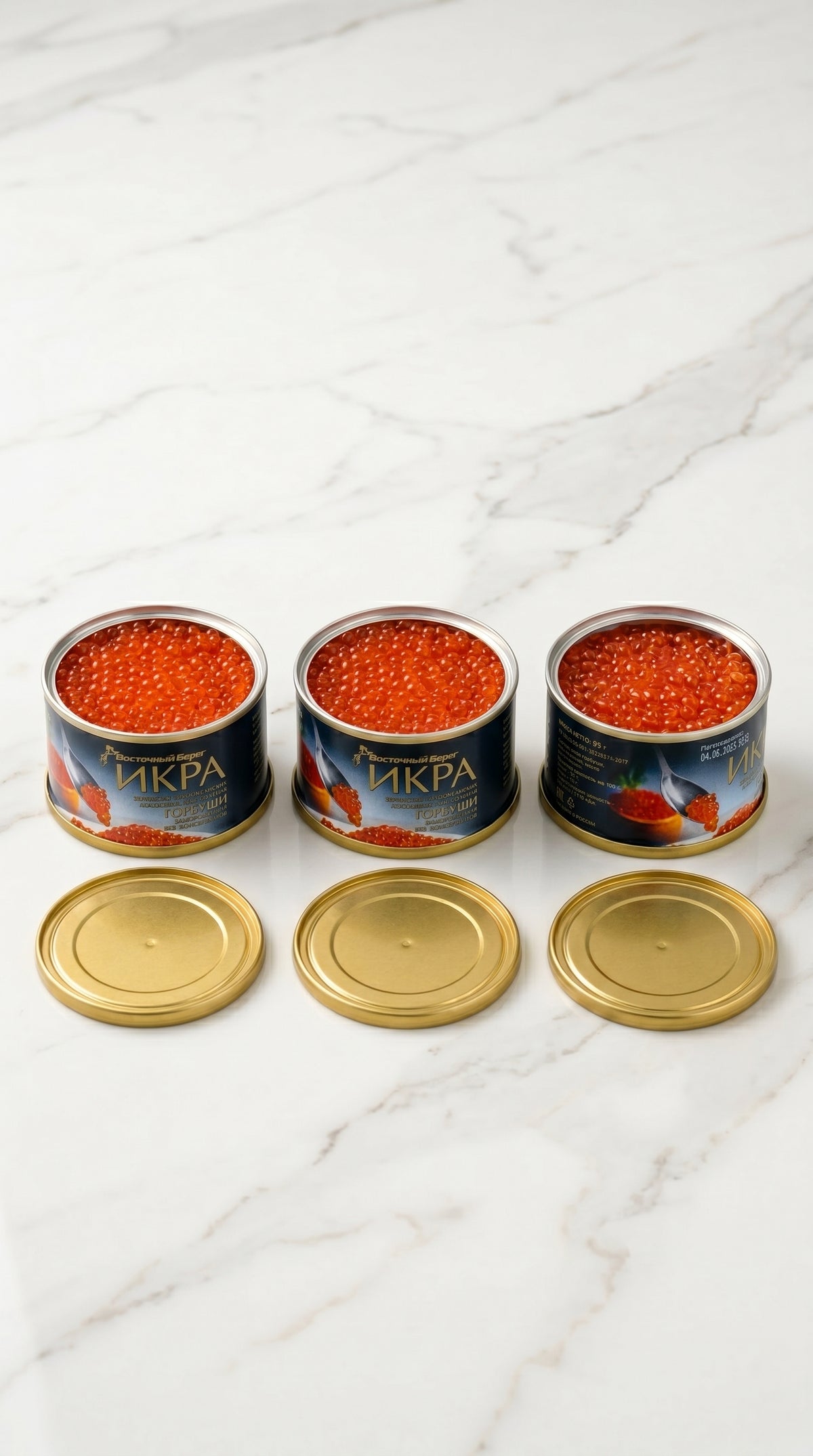 Frozen Humpback Salmon Roe (GORBUSHA) No preservatives - 3x125gr - VOSTOCHNIY BEREG