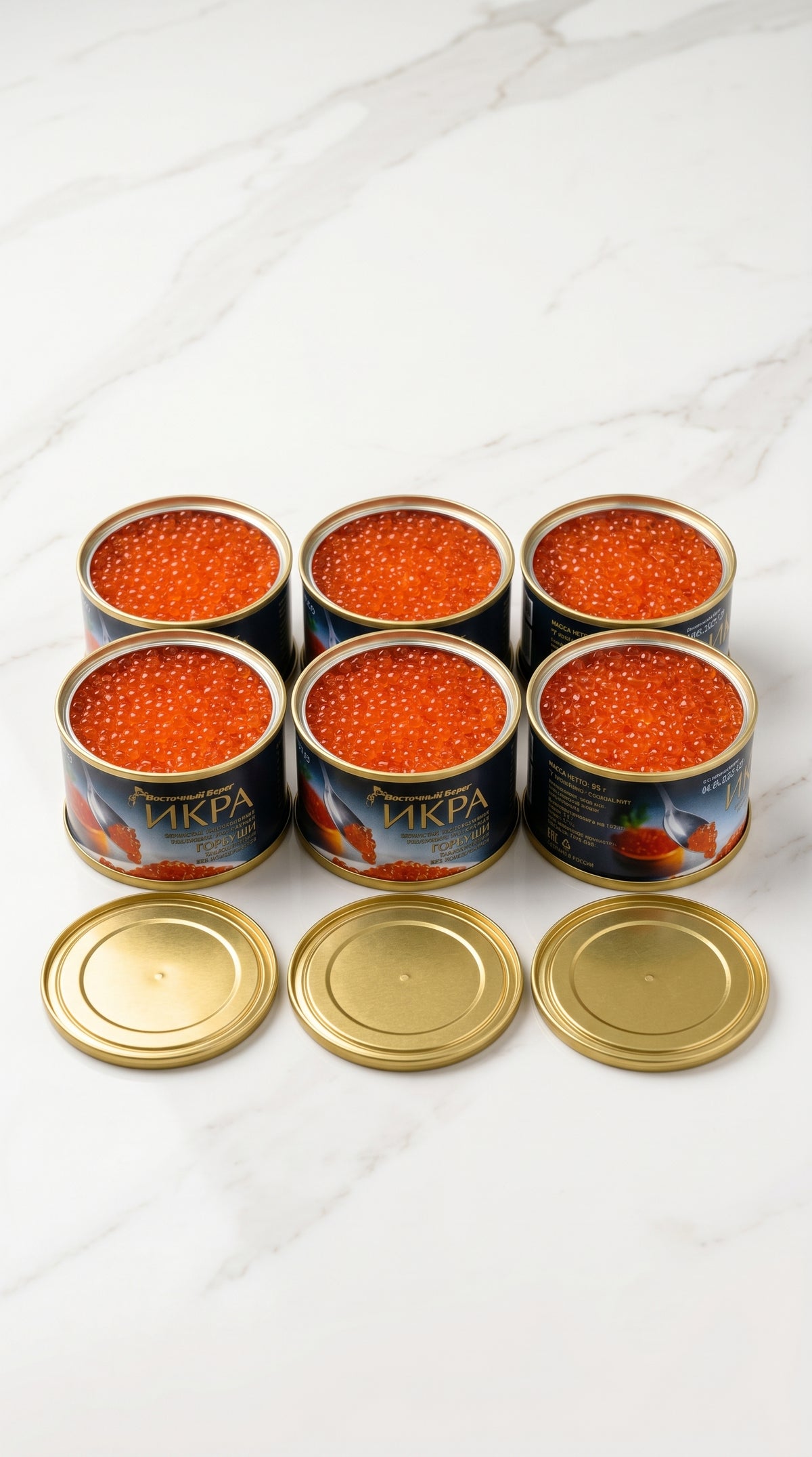 Frozen Humpback Salmon Roe (GORBUSHA) No preservatives - 6x125gr - VOSTOCHNIY BEREG