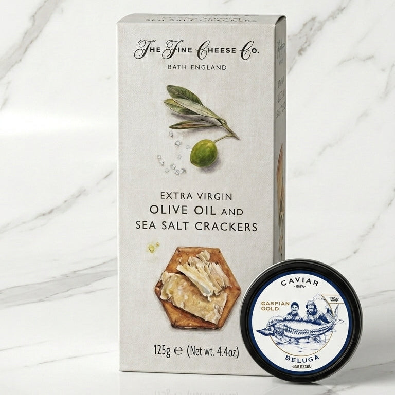Pairing Set "Beluga Caspian Gold 30gr + Crackers Virgin olive oil & sea salt (Gluten free)"