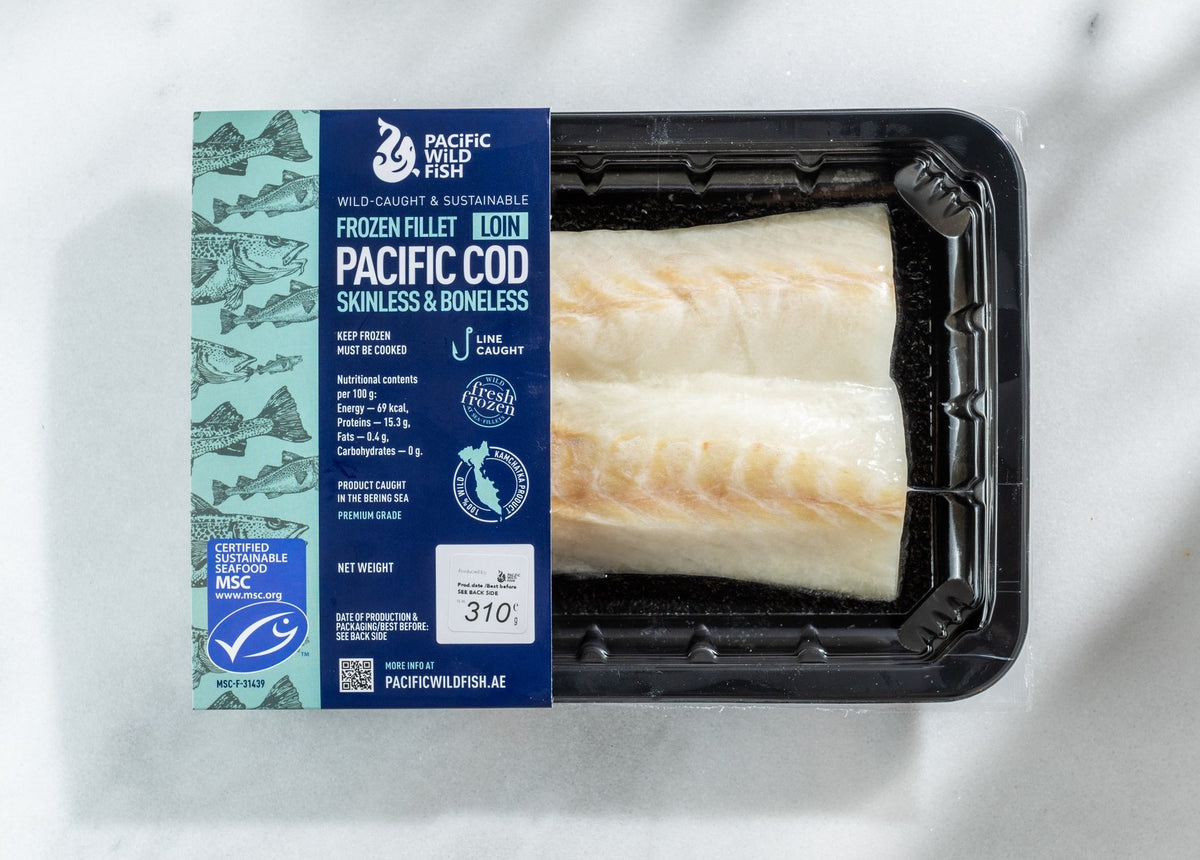 ФИЛЕ ТИХООКЕАНСКОЙ ТРЕСКИ СВЕЖЕЗАМОРОЖЕННОЕ БЕЗ КОЖИ И КОСТЕЙ (ЦЕЛОЕ) 