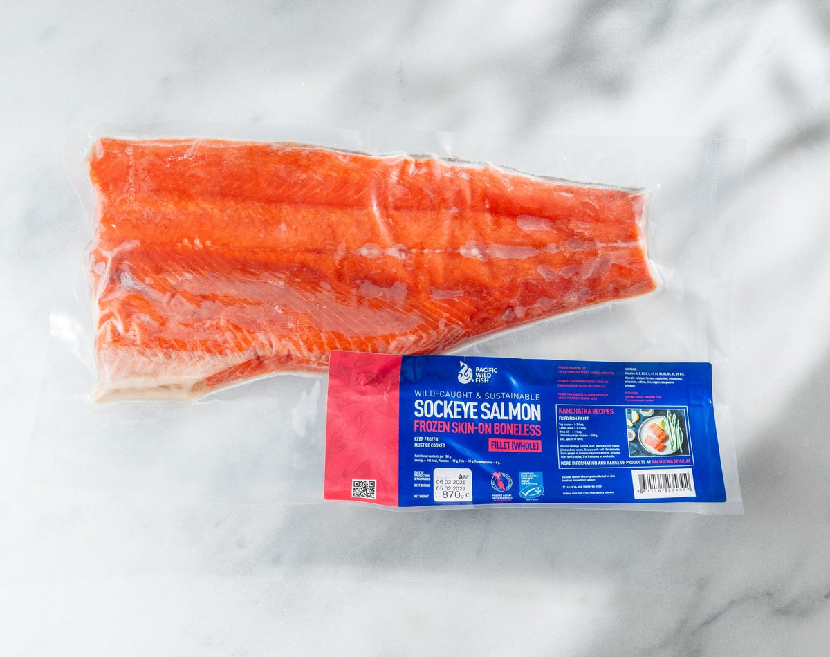 Raw Pacific Sockeye Salmon Full Side Fillet