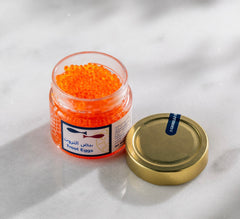 Trout Roe crunchy bright orange pearls, delicately salted