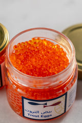 Trout Roe crunchy bright orange pearls, delicately salted