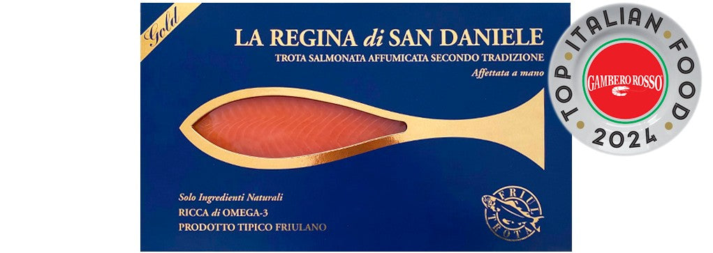 Cold Smoked Rainbow Trout - La Regina Di San Daniele Long Slices - 80g