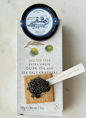 Pairing Set " Beluga Caspian Gold 30gr + Crackers Virgin olive oil & sea salt (Gluten free)"
